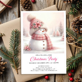 Convites Serene Coquette Snowman Kids Christmas Invite