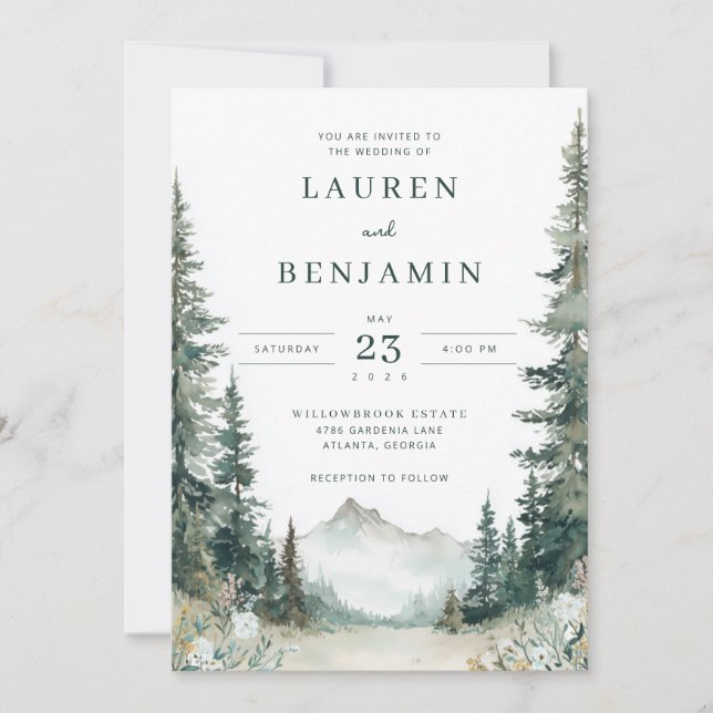 Convites Serene Mountain Wedding (Frente)