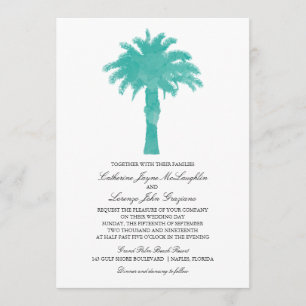 Convites Serene Palm Tree Watercolor   Casamento