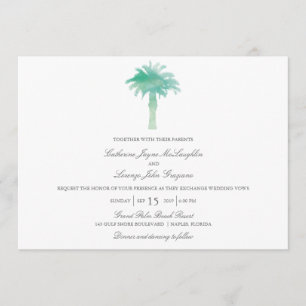 Convites Serene Palm Tree Watercolor Casamento