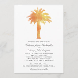 Convites Serene Palm Tree Watercolor Casamento