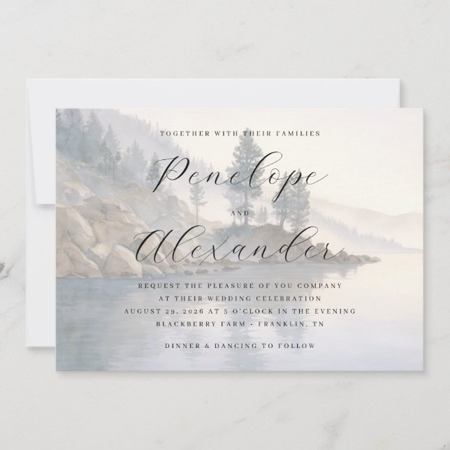 Convites Serene Pastel Watercolor Landscape (Frente)