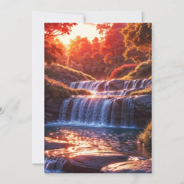 Convites Serene Waterfall no Sunset Vertical Poster (Frente)
