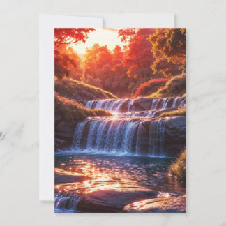Convites Serene Waterfall no Sunset Vertical Poster