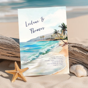 Convites Serenidade à Beira-Mar Casamento Tropical na Praia