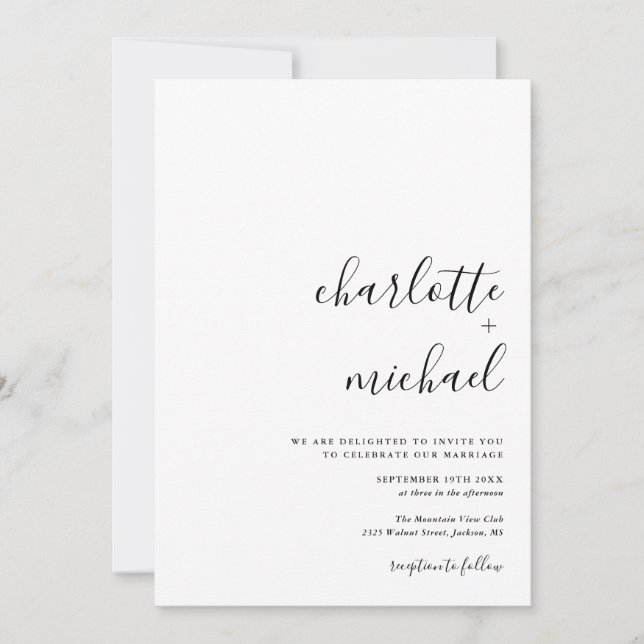 Convites SERENIDADE Roteiro Minimalista Moderno Casamento (Frente)