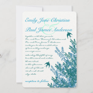 Convites Serenity Blue and Aqua Floral Wedding Invites