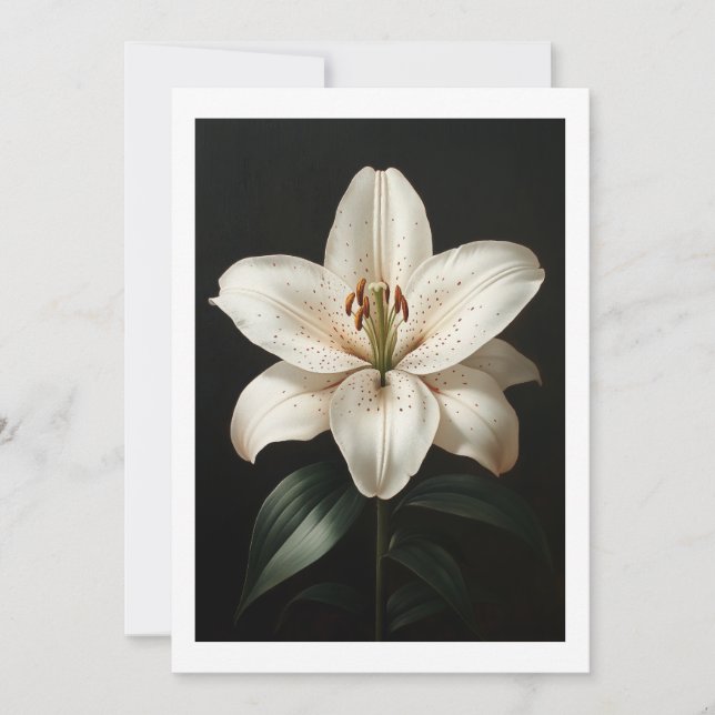 Convites Serenity White Lily - Homenagem Floral Elegante (Frente)