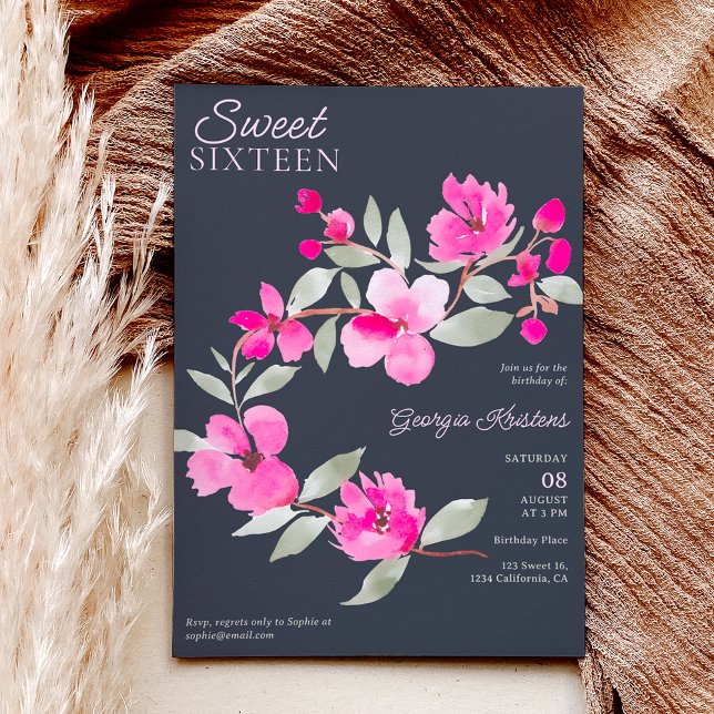 Convites Serrura floral cor-de-rosa moderna (Criador carregado)