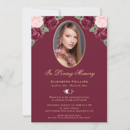 Convites Serviço de Memória Fotográfica Dourada Rosa Elegan