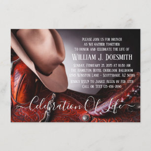 Convites Serviço de Memória Funeral do Cowboy Hat Saddle