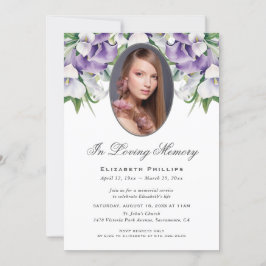 Convites Serviço de Memória Funeral Fotográfica Roxo Calla