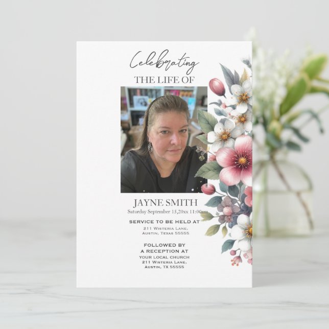 Convites Serviço de memorial botânico moderno e-vite (Em pé/Frente)