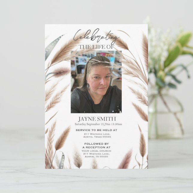 Convites Serviço de memorial botânico moderno e-vite (Em pé/Frente)