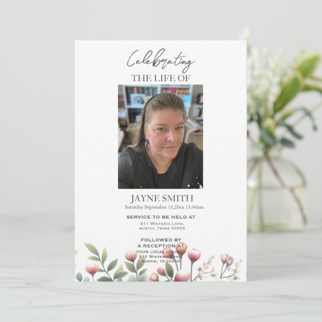 Convites Serviço de memorial botânico moderno e-vite (Em pé/Frente)