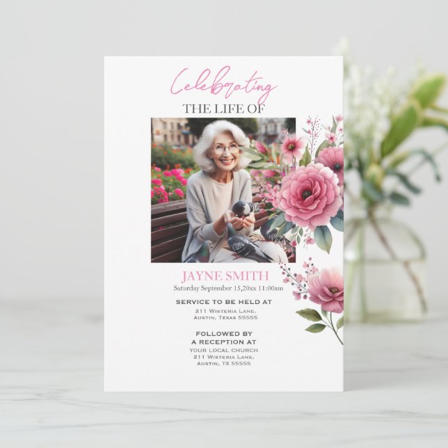 Convites Serviço de memorial botânico moderno e-vite (Em pé/Frente)