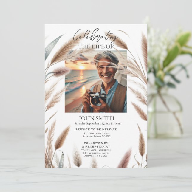 Convites Serviço de memorial botânico moderno e-vite (Em pé/Frente)