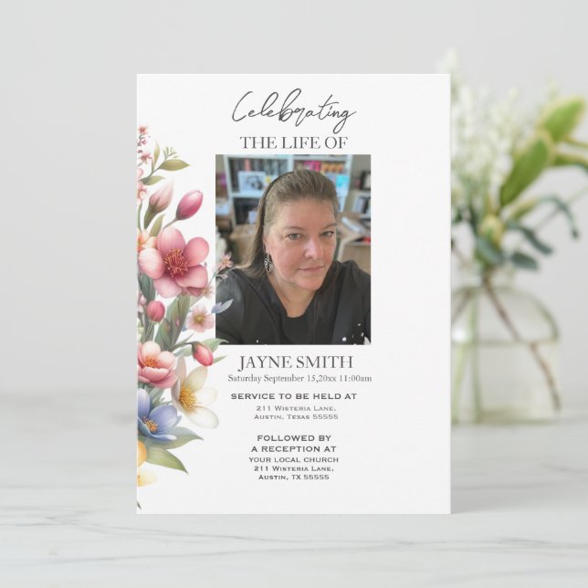 Convites Serviço de memorial botânico moderno e-vite (Em pé/Frente)