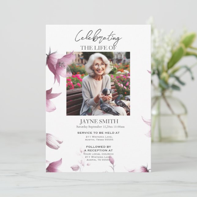 Convites Serviço de memorial botânico moderno e-vite (Em pé/Frente)