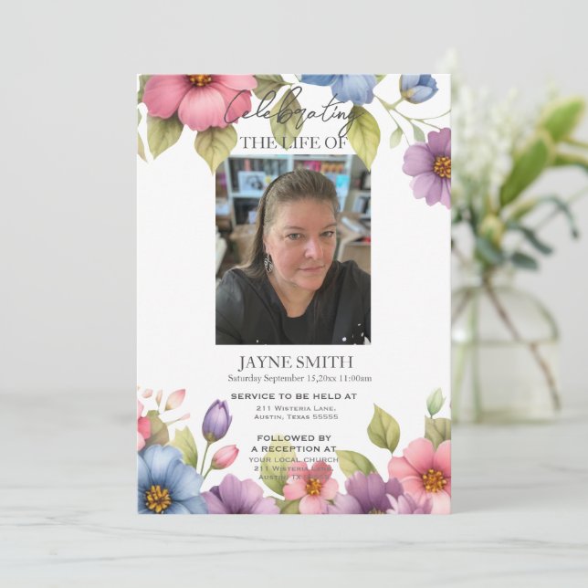 Convites Serviço de memorial botânico moderno e-vite (Em pé/Frente)