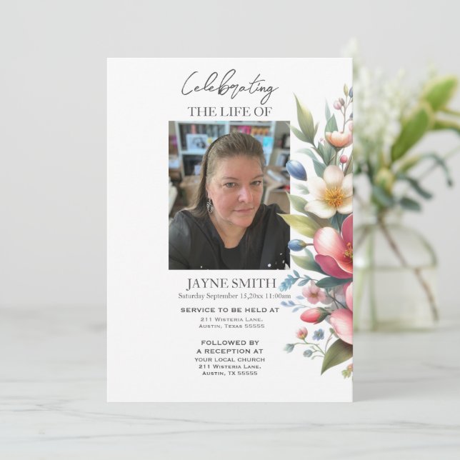 Convites Serviço de memorial botânico moderno e-vite (Em pé/Frente)