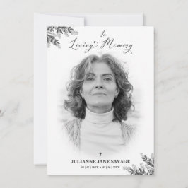 Convites Serviço Funeral Black White de Lembrança de Fotos