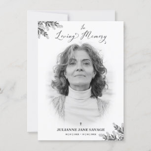 Convites Serviço Funeral Black White de Lembrança de Fotos