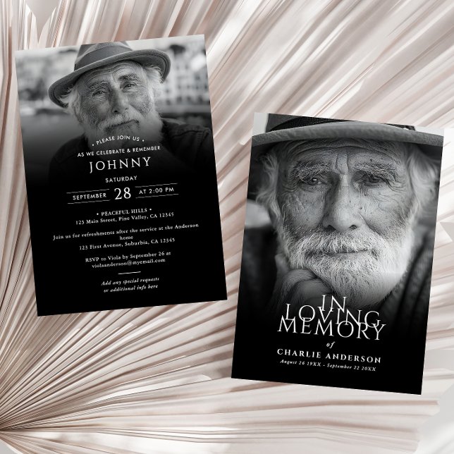 Convites Serviço Funeral/Memorial Moderno Elegante 2 Fotogr (Criador carregado)