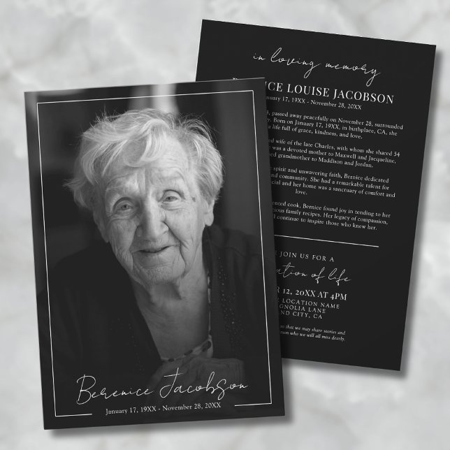 Convites Serviço Funerário Simples e Elegante de Memória (Simple Elegant Memorial Service Funeral Invitation )