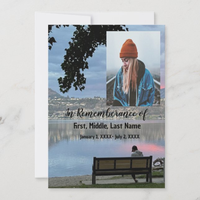 Convites Serviço Memorial Conite Park Bench Lake Mounties (Frente)