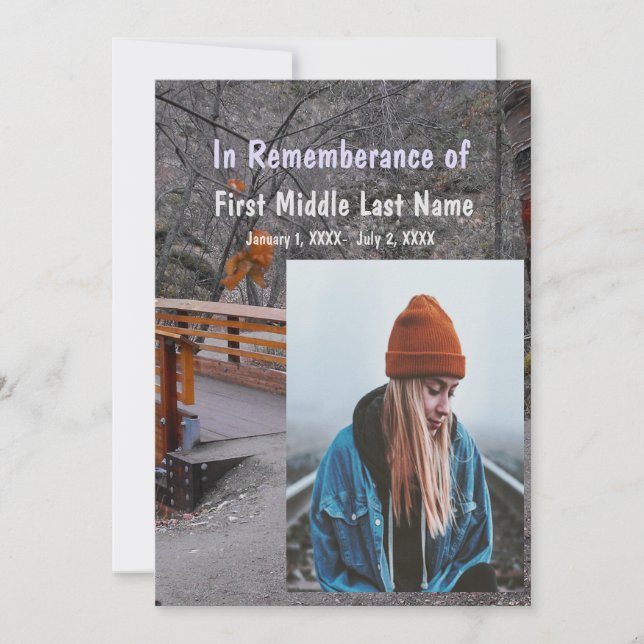 Convites Serviço Memorial Convidar Árvores Naturais da Flor (Frente)