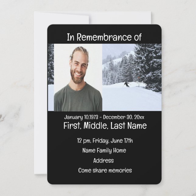 Convites Serviço Memorial Convidar Esqui Entre Países (Frente)