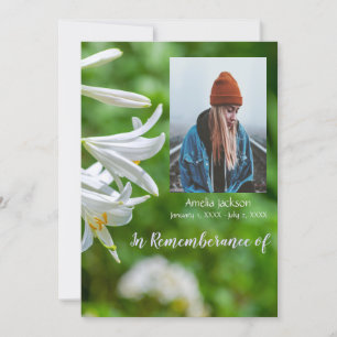 Convites Serviço Memorial Convidar Flores Brancas