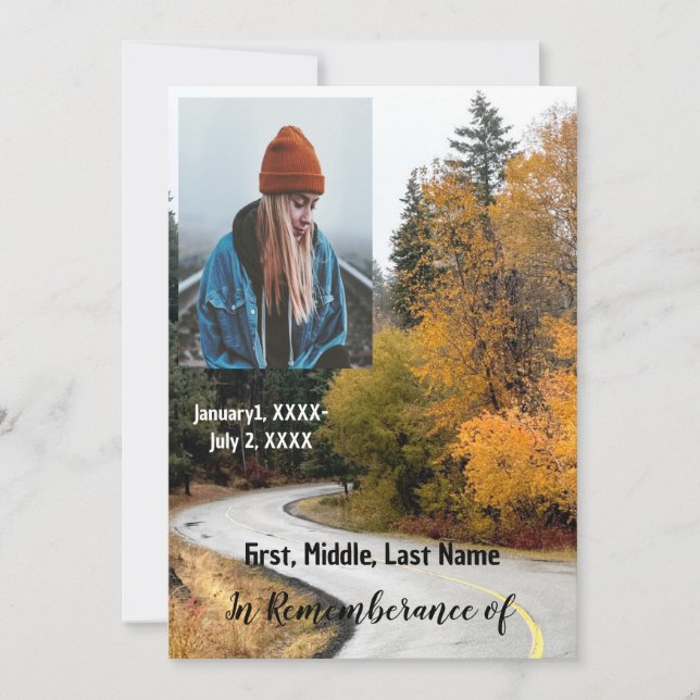 Convites Serviço Memorial Convidar Folhas de Outono de Qued (Frente)