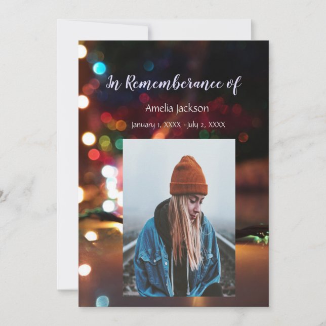 Convites Serviço Memorial Convidar Luzes de Natal (Frente)