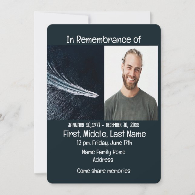 Convites Serviço Memorial Convidar Motor de Barcos de Alime (Frente)