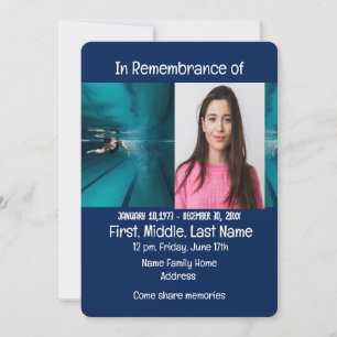 Convites Serviço Memorial Convidar Nadador Nadador