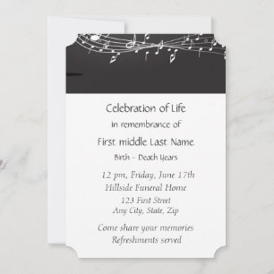Convites Serviço Memorial Convidar Notas de Música