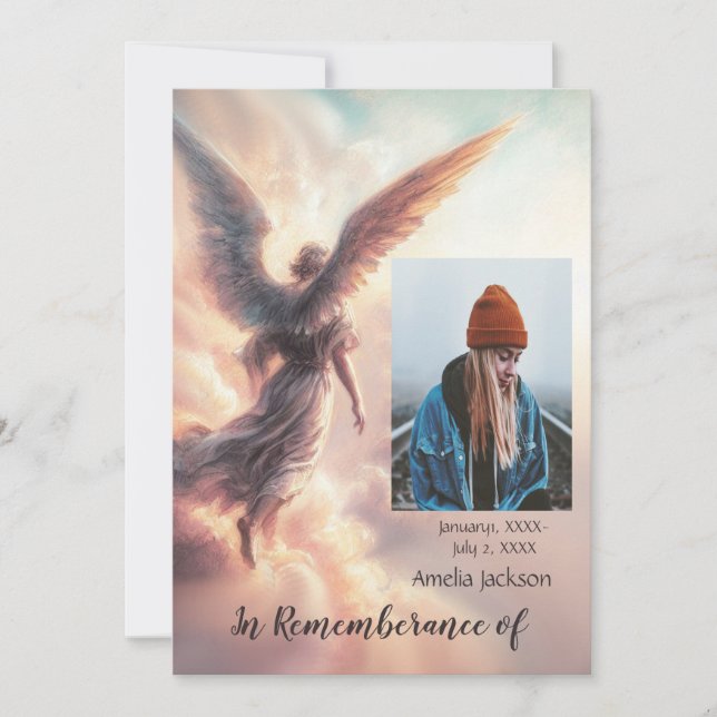 Convites Serviço Memorial Convidar Nuvens do Anjo Sky (Frente)