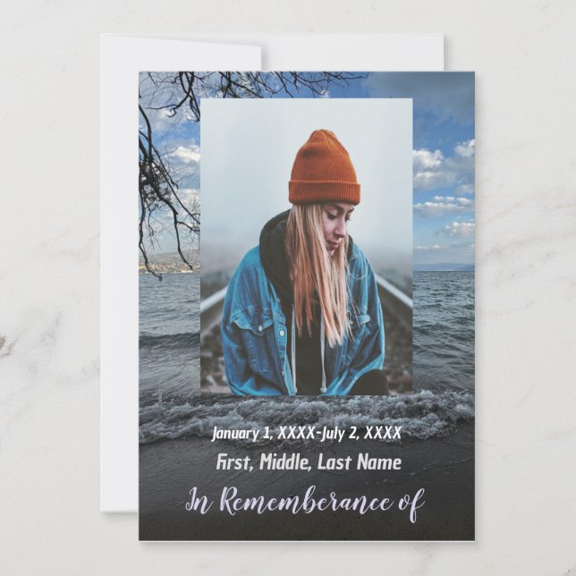 Convites Serviço Memorial Convidar Ondas de Lago Oceano Oce (Frente)