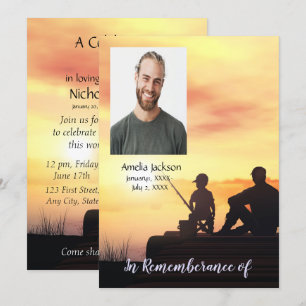 Convites Serviço Memorial Convidar Pai Filho Peixe de Pesc