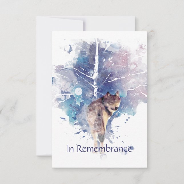Convites Serviço Memorial Convidar Wolf Wildlife Art (Frente)