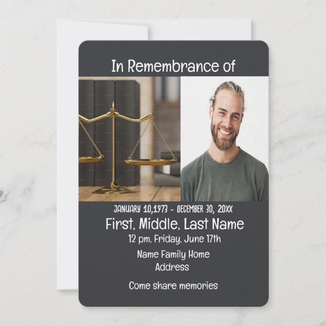 Convites Serviço Memorial Convide Advogado Direito Jurídico (Frente)