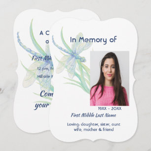 Convites Serviço Memorial Convide Dragonfly Watercolor Art
