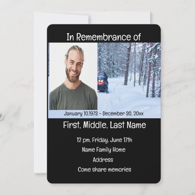 Convites Serviço Memorial Convide Esportes de Inverno Móvei (Frente)