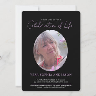 Convites Serviço Memorial coração fotografia oval preto bra