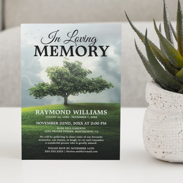 Convites Serviço Memorial de Árvore | Celebração da Vida no (Criador carregado)