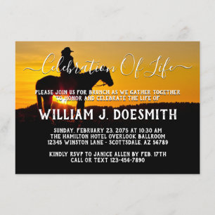 Convites Serviço Memorial de Funeral Cowboy Sunset