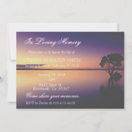 Convites Serviço Memorial em Memória de Amor Lago Sunset In