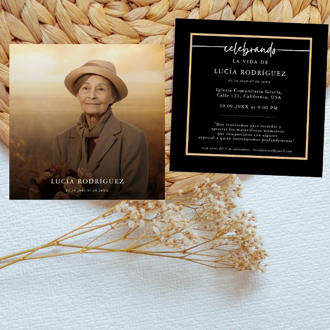 Convites Serviço Memorial Espanol | Funeral Fotográfica Esp (Criador carregado)